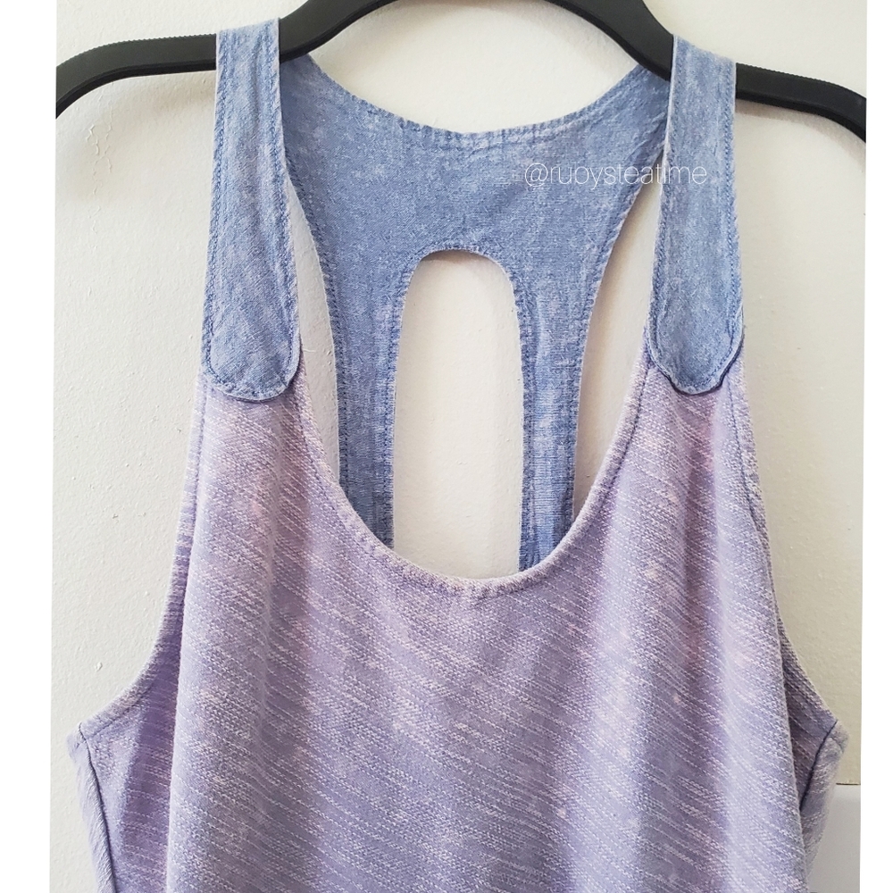 🎉 Rare! FREE PEOPLE Retro Lavender Acid Wash, Bodycon Mini Dress, New with Tag - Picture 3 of 9
